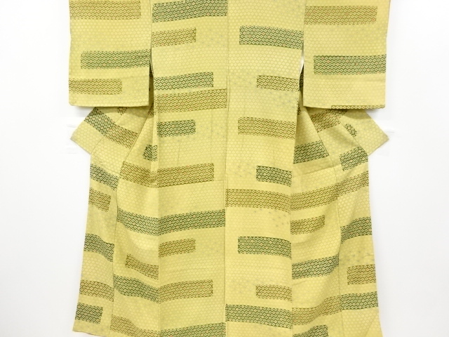 JAPANESE KIMONO / VINTAGE KOMON KIMONO / SILK / ABSTRACT STRIPE